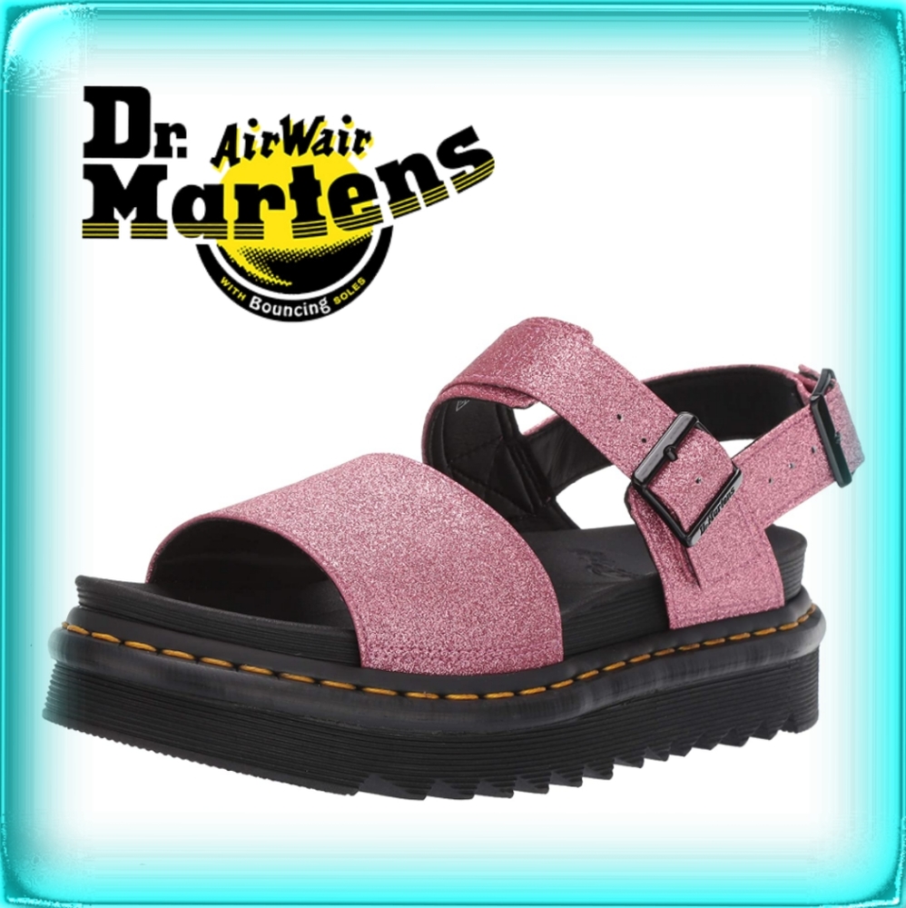 Doc Martens Voss Fine Pink Glitter womens sandal size 10 angelcore Barbiecore
